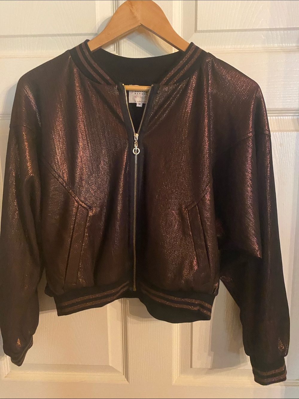 Hannah Banana Metallic bronze Bomber Jacket